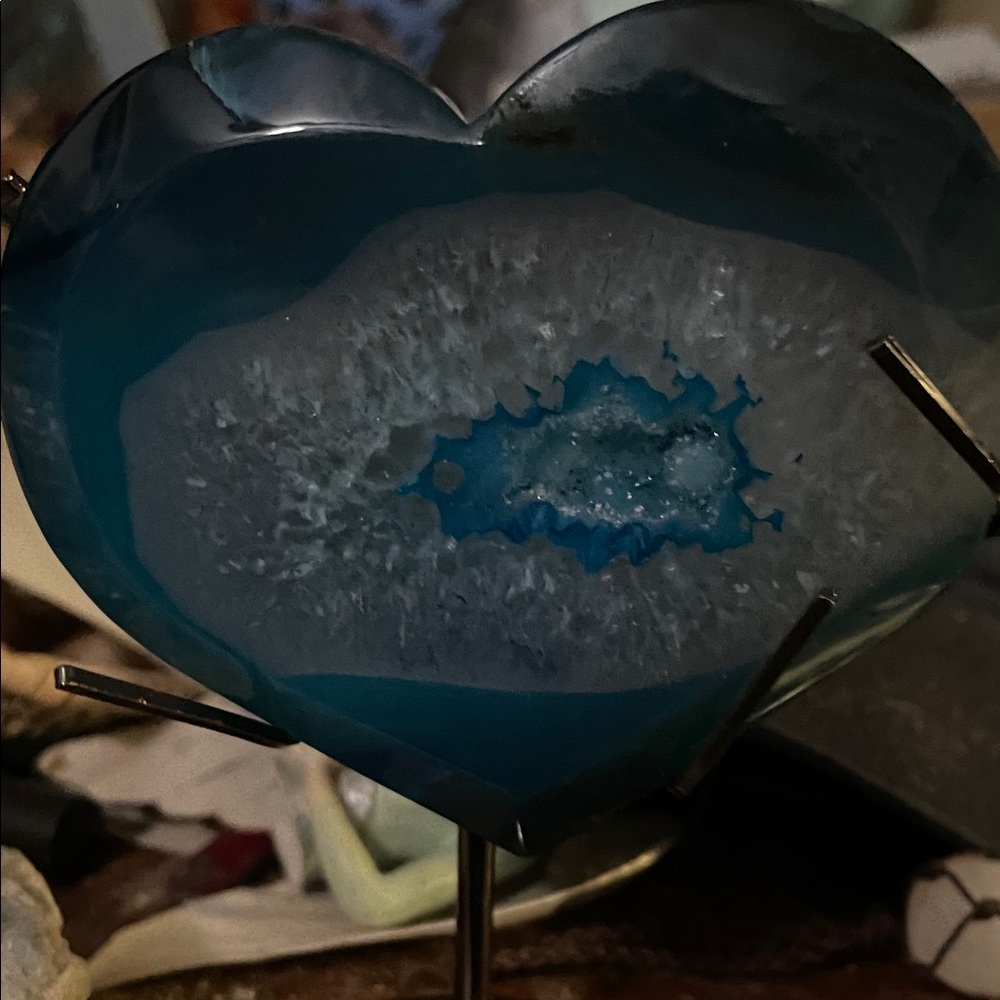 Blue Agate Heart Decor